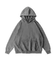 Oversized vintage washed grey heavyweight hooded sweatshirt with kangaroo pocket detail - S / Tops / Gray
