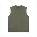 Premium heavyweight cotton men's sleeveless tank top in vintage washed olive green finish - Army Green
