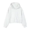 Premium women's heather grey cropped hooded sweatshirt made from 350g cotton fabric - Snowflake Grey