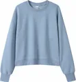 Light blue women's crewneck cropped sweatshirt with high waist and ribbed details - 3XL / Tops / Blue