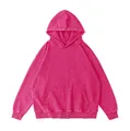 Heavyweight 350g oversized vintage washed magenta hoodie with distressed wax-dye finish - S / Tops / Rose Red