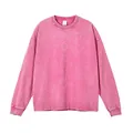 Vintage acid-washed pink long sleeve T-shirt with oversized dropped shoulder fit - M / Tops / Rose Red