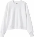 Women's minimalist white cotton cropped crewneck sweatshirt with a comfortable loose fit - 3XL / Tops / White
