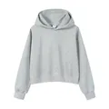 Grey cropped hooded sweatshirt for women made of premium heavy cotton fabric - Marl Grey