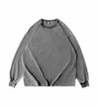 Premium vintage washed grey oversized long-sleeve cotton sweatshirt for a retro look - M / Tops / Distressed Gray