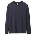 T-shirt à manches longues en coton épais gris anthracite avec une coupe décontractée - S / Hauts / Gris foncé