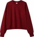 Oversized short crewneck sweatshirt in dark red pure cotton fabric for a casual look - 3XL / Tops / Burgundy