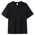 Heavyweight 230g black pure cotton short-sleeve crew neck t-shirt for men and women - S / Tops / Black