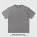 Premium Amerikaans vintage zwaar gewassen grijs katoenen t-shirt in oversized model - donkergrijs