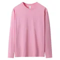 T-shirt à manches longues de qualité supérieure en coton épais et ample, rose tendre - S / Hauts / Rose
