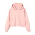 Women's light pink short cropped hooded sweatshirt in 350g premium cotton fabric - Pink