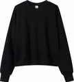 Classic black cropped crewneck sweatshirt made of soft breathable loose-fit cotton - Black