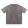 Vintage acid wash grey oversized heavy cotton t-shirt with a relaxed crew neck fit - Gray