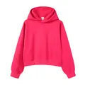 Women's bright pink cropped hoodie sweatshirt in solid color with soft cotton fabric - Rose Red