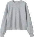 Heather grey cropped crewneck sweatshirt for women in soft premium cotton fabric - Marl Grey