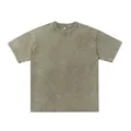 Premium 230g heavy-weight acid-washed distressed oversized T-shirt in olive green finish - Army Green