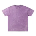 Premium heavyweight 250g purple vintage acid wash oversize cotton t-shirt with crew neck - Purple