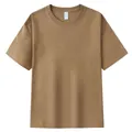 T-shirt épais 230g en coton marron de qualité supérieure, col rond et coupe décontractée - S / Hauts / Brun Mocha