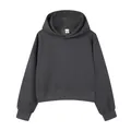 Dark grey 350g heavy cotton cropped hoodie with ribbed cuffs and high-waist cut - Dark Gray
