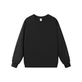 Sweat-shirt noir épais à col rond, coupe décontractée et épaules tombantes de qualité - Noir