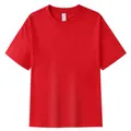 T-shirt épais 230g en 100% coton à col rond de couleur rouge vif, coupe décontractée - S / Hauts / Rouge