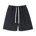 Premium men's vintage washed 290g heavyweight cotton shorts with white drawstring - S / Bottoms / Washed Black