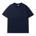 Navy blue distressed washed oversized T-shirt with vintage moth-eaten holes hem - Sapphire Blue