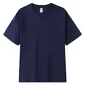 T-shirt à manches courtes col rond en coton épais 230g de qualité supérieure bleu marine - S / Hauts / Bleu Marine