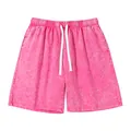 Short de sport rose délavé à l'acide pour hommes avec cordon de serrage et coupe ample - S / Bas / Rose rouge