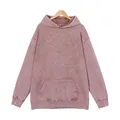 Sudadera con capucha oversize lavada vintage en rosa empolvado con bolsillo de canguro. - S / Tops / Sudadera con capucha / Marrón