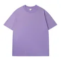 Distressed purple oversized T-shirt with snow wash cotton and raw edge detail. - Light Purple