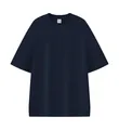 Heavyweight 330g pure cotton oversized short sleeve T-shirt in solid navy blue color - XS / Tops / Dark Blue