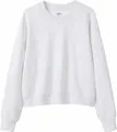 Womens light gray cropped round neck sweatshirt made of premium breathable cotton - Snowflake Grey
