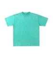 Vintage washed teal green oversized cotton crew neck T-shirt with premium distressed finish - Grass Green