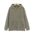 Übergroßer Vintage-Hoodie in Olivgrün mit Stone-Wash-Effekt und Kängurutasche vorne - S / Oberteile / Kapuzenpullover / Armeegrün