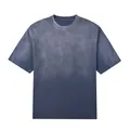 Premium washed blue gradient oversize heavy cotton crewneck T-shirt for casual streetwear - S / Tops / Gradient Gray Blue