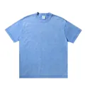 Heavyweight 300g oversized acid wash blue cotton T-shirt with vintage snow wash effect - Wax Dye Light Blue