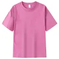 T-shirt rose en coton lourd 230g avec col rond et une coupe décontractée moderne - S / Hauts / Rose Framboise