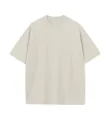 Minimalist oversized beige 230g pure cotton round neck T-shirt with drop shoulder design - Light Brown