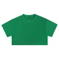 Einfarbiges grünes bauchfreies Damen-T-Shirt aus weicher, atmungsaktiver Baumwolle - M / Oberteile / Grün