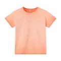 Camiseta corta de lavado vintage color melocotón de corte entallado cuello redondo - S / Tops / Naranja Degradado