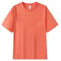 T-shirt premium en coton lourd 100 % à col rond et manches courtes en couleur orange corail - S / Hauts / Orange Solaire