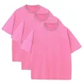 Pack of 3 heavy cotton washed pink short sleeve T-shirts with a vintage distressed look - S / Tops / 3-Pack / Rose Red