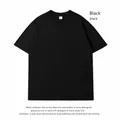 Heavyweight 260g oversized washed black cotton T-shirt with a loose round neck - Black