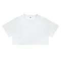 Camiseta corta minimalista de algodón blanco para mujer con mangas cortas y cuello redondo - M / Tops / Blanco