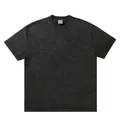 Heavyweight 300g oversized black T-shirt featuring a vintage acid wash cotton texture - M / Tops / Batik Black