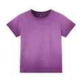 T-shirt vintage lavata con sfumatura viola da donna, girocollo e vestibilità slim - viola sfumato