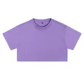 Camiseta corta de algodón de manga corta morada para mujer, talla L - L / Tops / Púrpura Taro