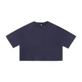 Vintage acid wash donkergrijs crop top T-shirt met oversized pasvorm en ronde hals - M / Tops / Marineblauw