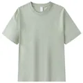 T-shirt à manches courtes en coton épais 230g vert sauge, haut unisexe à col rond ample - S / Hauts / Vert matcha